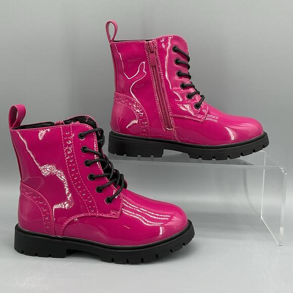 NEW Dream Pairs Girls Side Zip Combat Ankle Boots Pink Size 11 - Picture 1 of 10